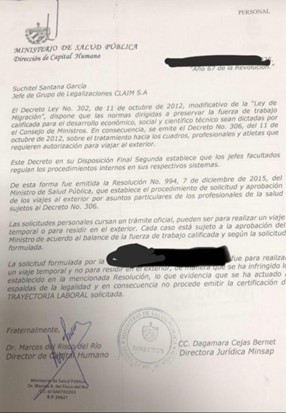 Documento de negación de la certificación de trayectoria laboral