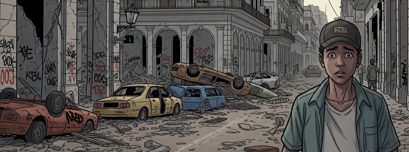 Ilustración de la protagonista Ana cuando era niña, escondiéndose de soldados armados. Escena de "El Despertar de los Sordos". (Crédito: Frank Lahera O’Callaghan / El Despertar de los Sordos).